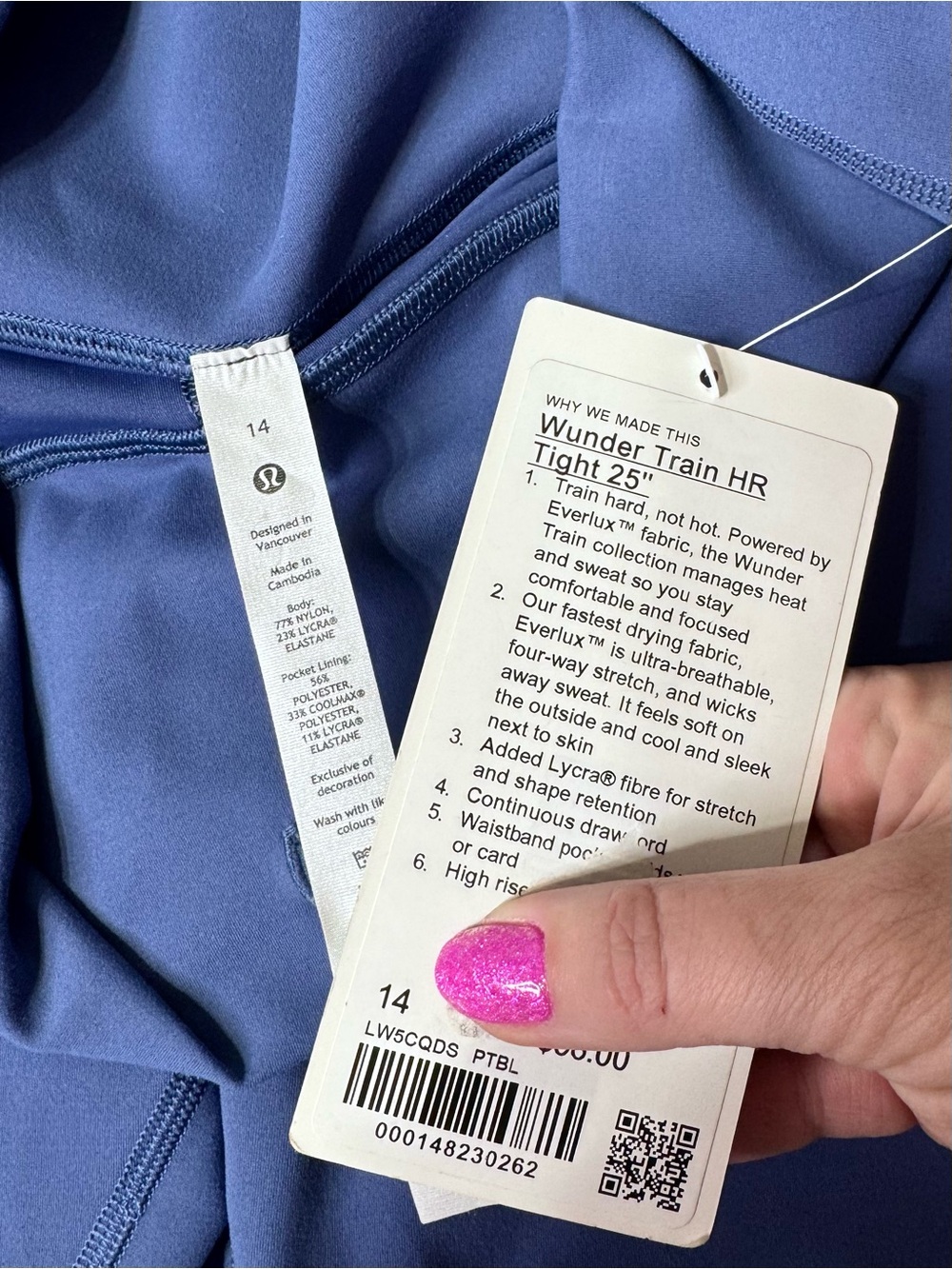 Lululemon Wunder Train High Rise Tight Leggings Pitch Blue Size 14 NWT - Picture 8 of 8